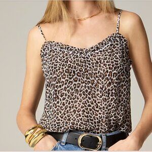 *NWT*J.CREW Ruffle-trim Camisole tank Animal print SIZE M